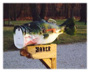 A mailbox that looks like a fish.