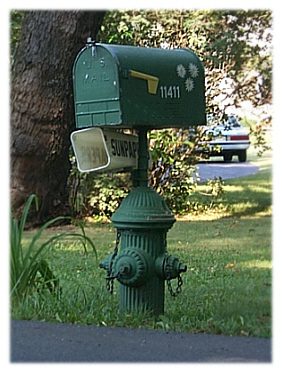 A mailbox on a fire hydrant.