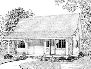 HWEPL55367 log cabin plans with covered front porch