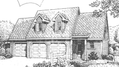 L-742-G Three car garage with utility room, work shop & one bedroom studio apartment on second floor