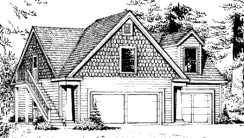 SUN-8015-OB Three-car garage with drive-through section and second floor living area...