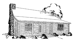 GLH-26 log home plans with covered front porch and a stone fireplace