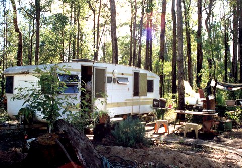 A caravan to live in during construction.