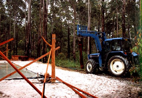 A tractor made light work of putting the poles up...