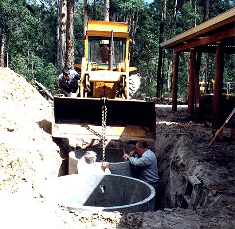 Septic tanks in place.