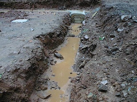 Footings covered with mud after a rain