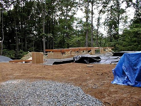 Progress photo of the front of the house