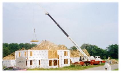 A crane and trusses