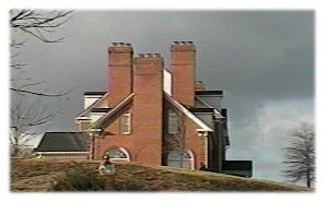 Custom brick veneer house with brick chimneys